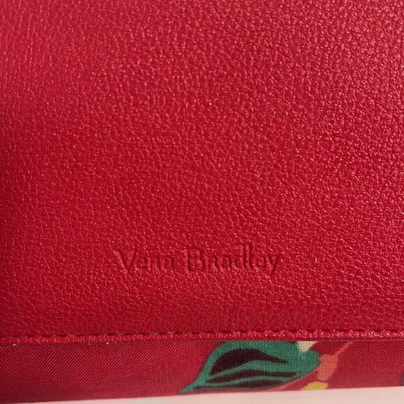 VERA BRADLEY Faux Red Leather Trimmed Floral Audrey Wallet - Picture 7 of 9